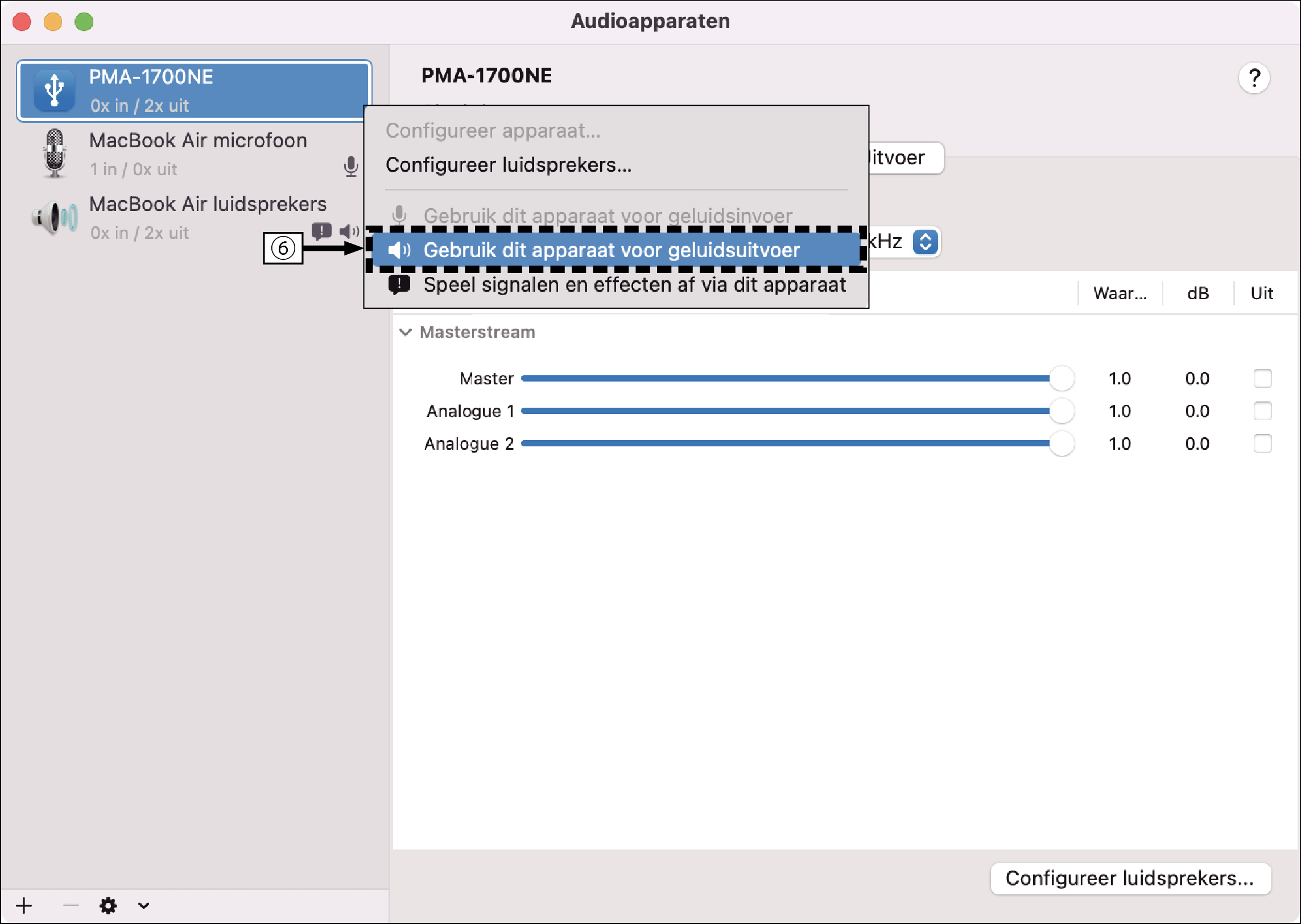 MacOS setting 1 PMA1700NE